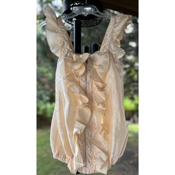 NEW Vintage Womens S Conture Twelve Satin Style Ruffle Tank top Ivory Party Chic - Picture 2 of 16